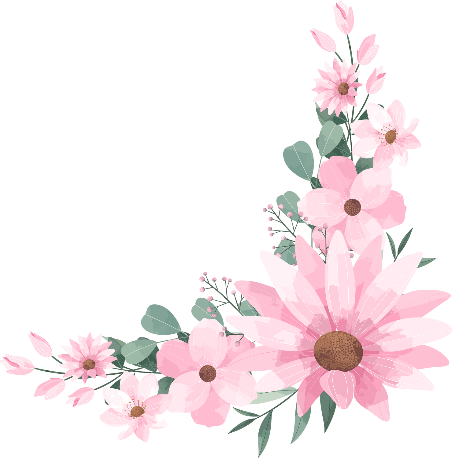 Pink Flower Wreath Illustration